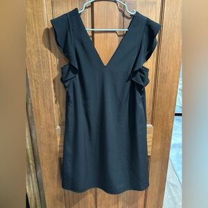 Express Elegant Black Ruffle Mini Dress